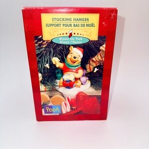 Vintage Holiday Hallmark Disney Winnie the Pooh Stocking Hanger Holder Honey Pot